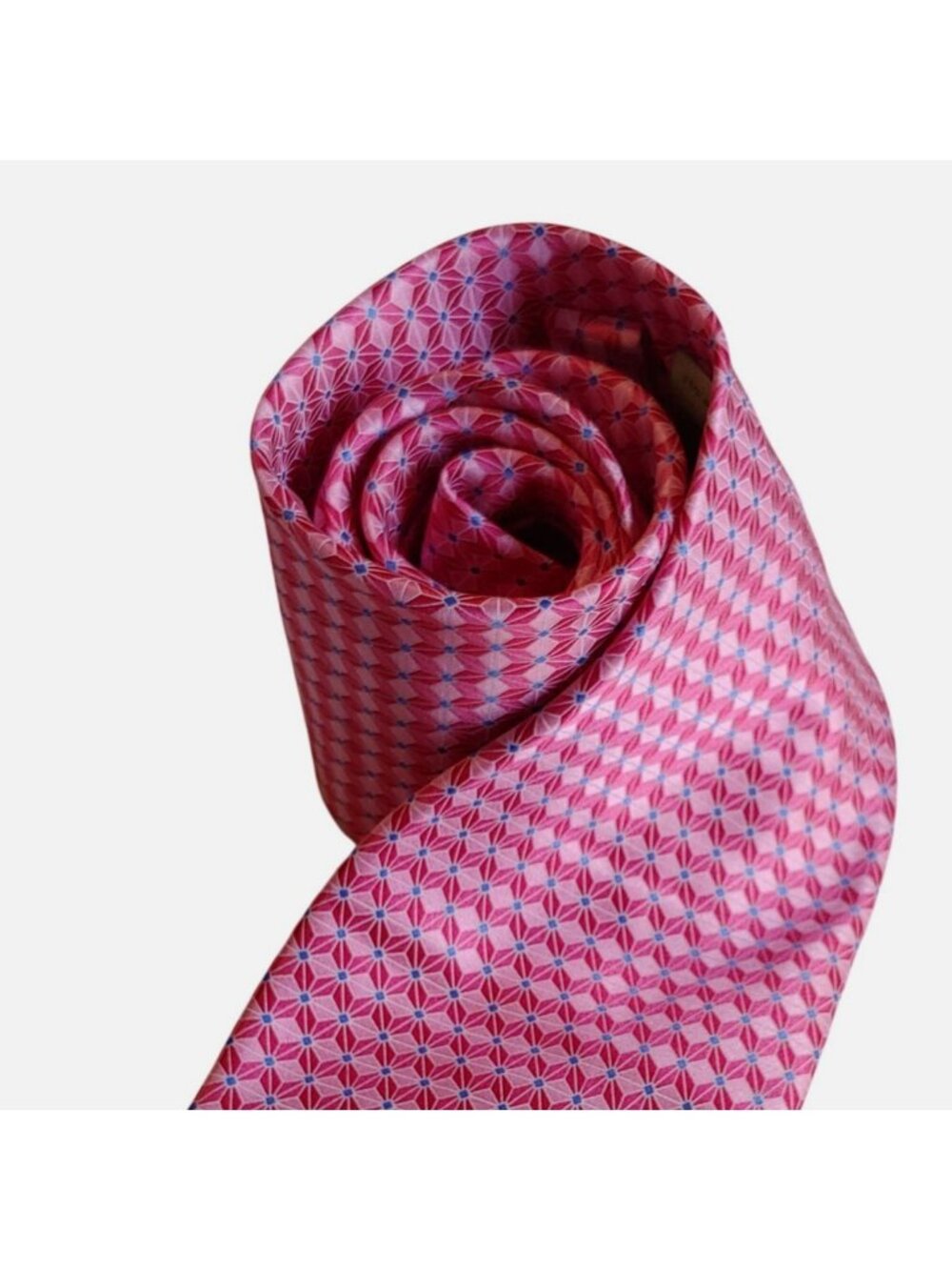 Canali Made Italy Silk Tie Rose Geometric Lattice Pinwheel Luxury Office Wedding